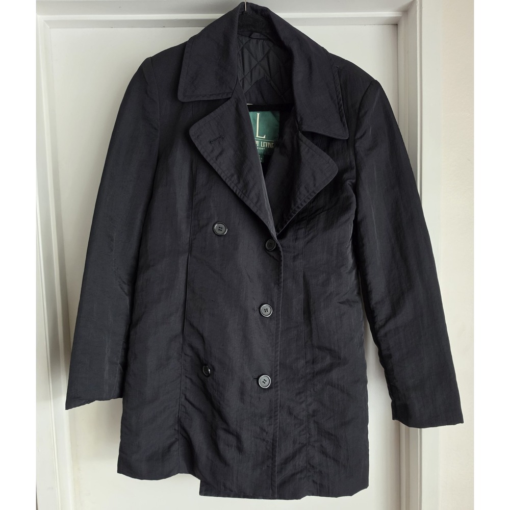 Larry Levine Women's Coat XS Black Polyester Mid-Length Classic